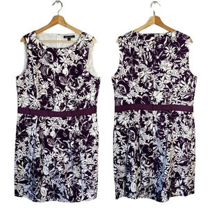 Brooks Brothers 346 Women's Size 16 Sleeveless Floral Sheath Dress Purple White